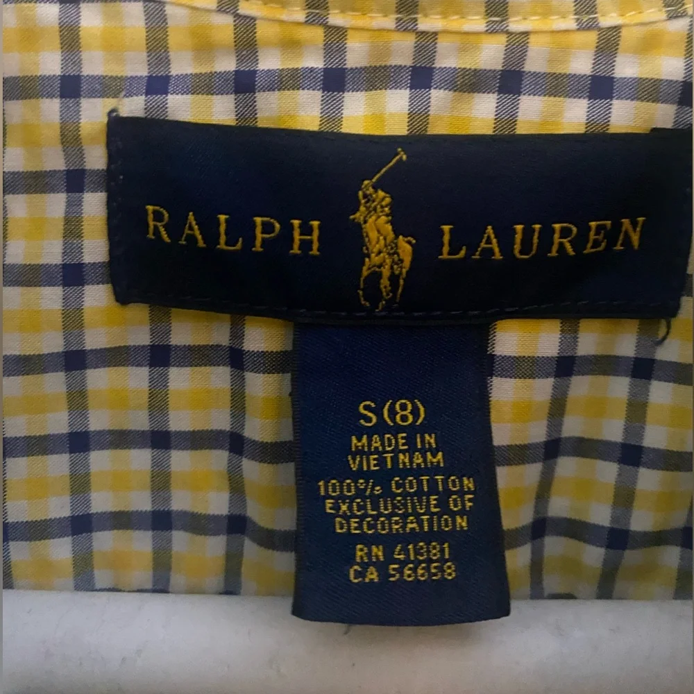 RALPH LAUREN Boys Long Sleeve Plaid Shirt Sz 8